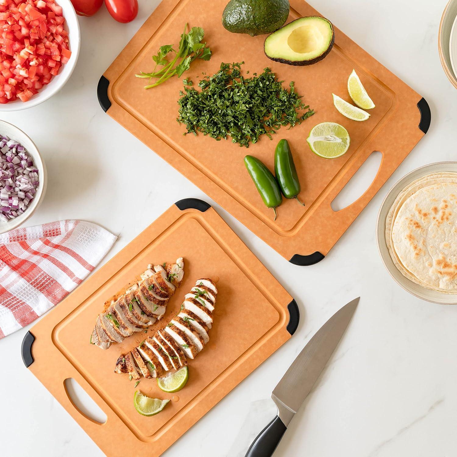 Large Wood Composite Cutting Board with Non-Slip Corners and Juice Groove, 17.3 x 12.8 inches