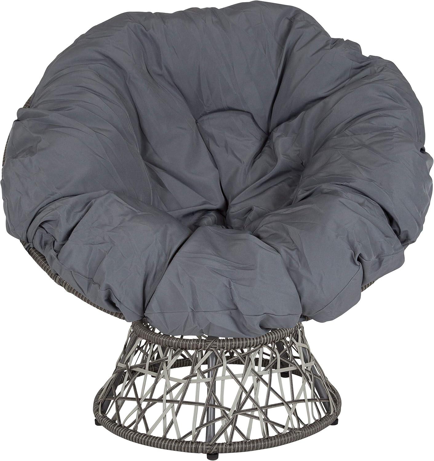 Silver Wicker and Rattan 360 Swivel Papasan Patio Chair