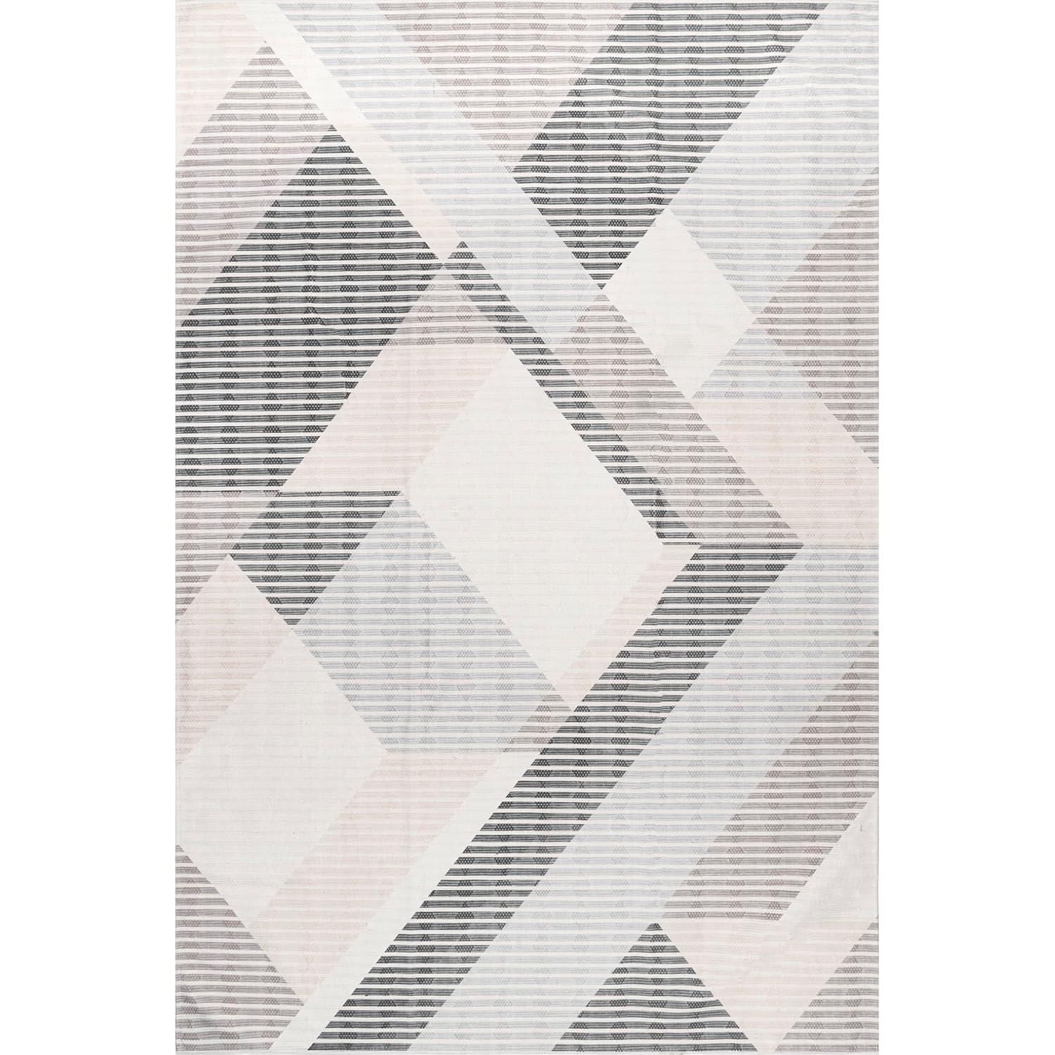 Nuloom Alesha Modern Striped Machine Washable Indoor Area Rug Beige 4' x 6'