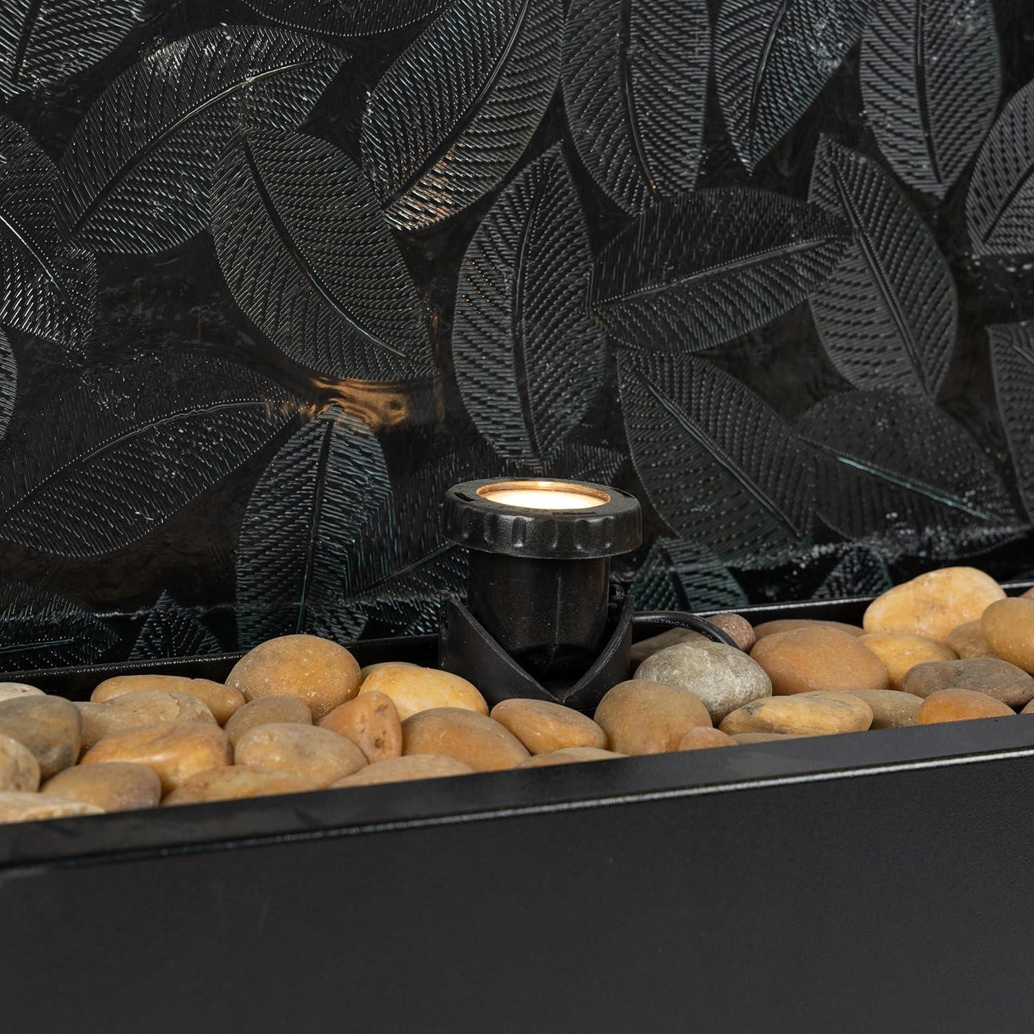 Alpine Corporation 72" Clear Glass Panel with Embossed Leaves Waterfall Fountain: Freestanding, Electric, Indoor/Outdoor Use