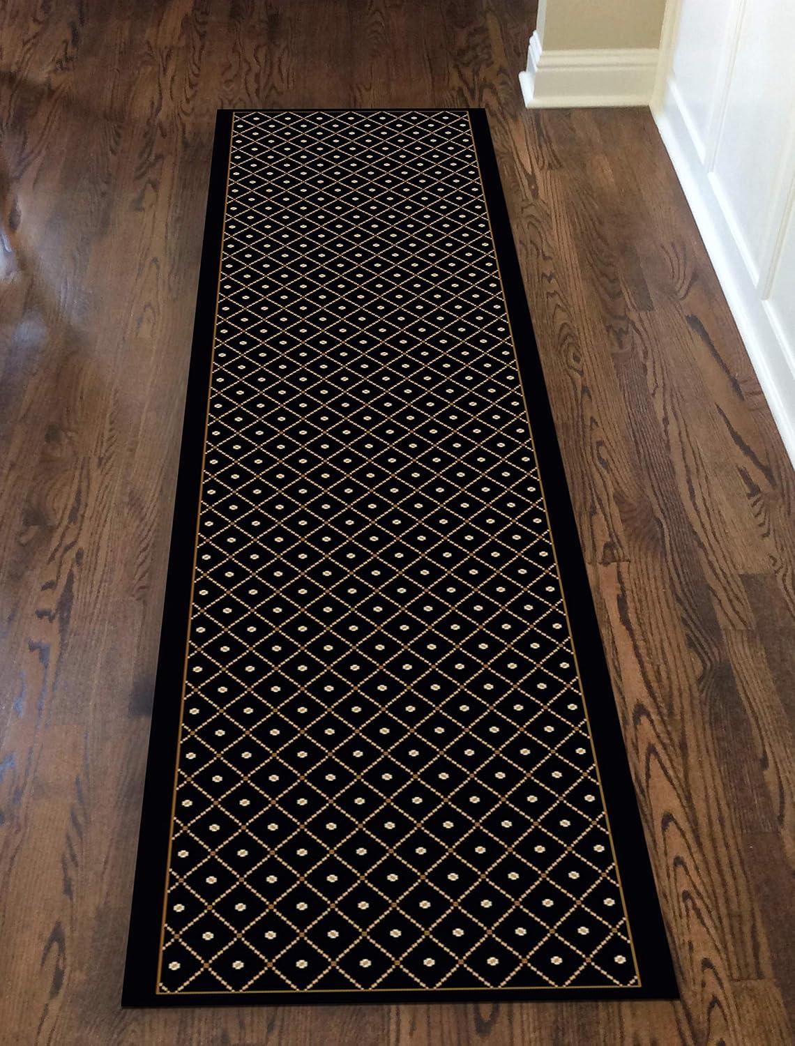 Radici Usa Como Area Rug 782 Traditional Black Dots Lines 2' 2" x 7' 7" Rectangle