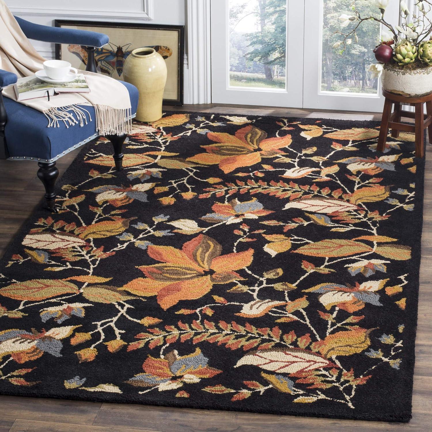 SAFAVIEH Blossom Evelyn Floral Flowers Wool Area Rug, Rust/Multi, 5' x 8'