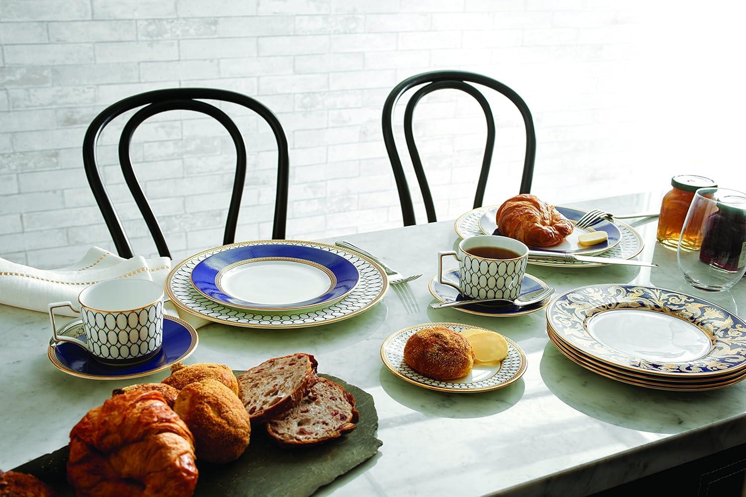 Navy and Gold Oval Ceramic Platter