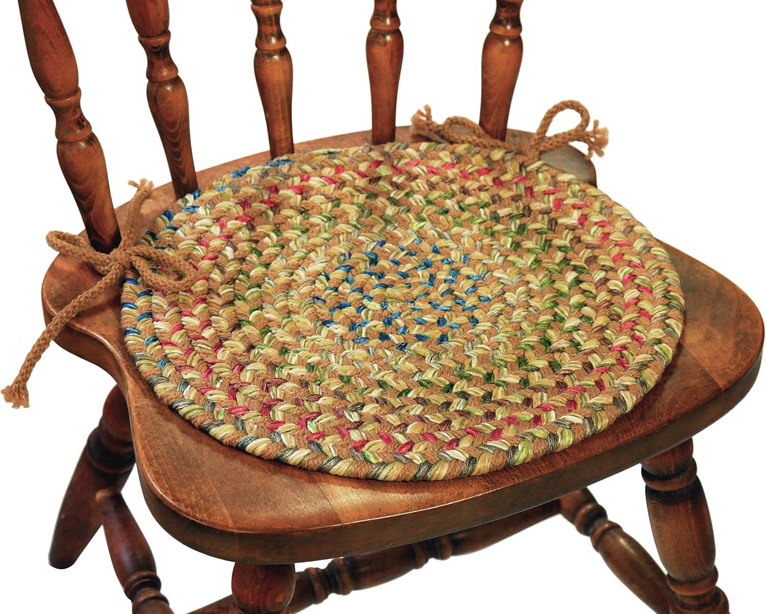 Rhody Rug Katie Braided Chair Pads by  (Set of 4) Camel