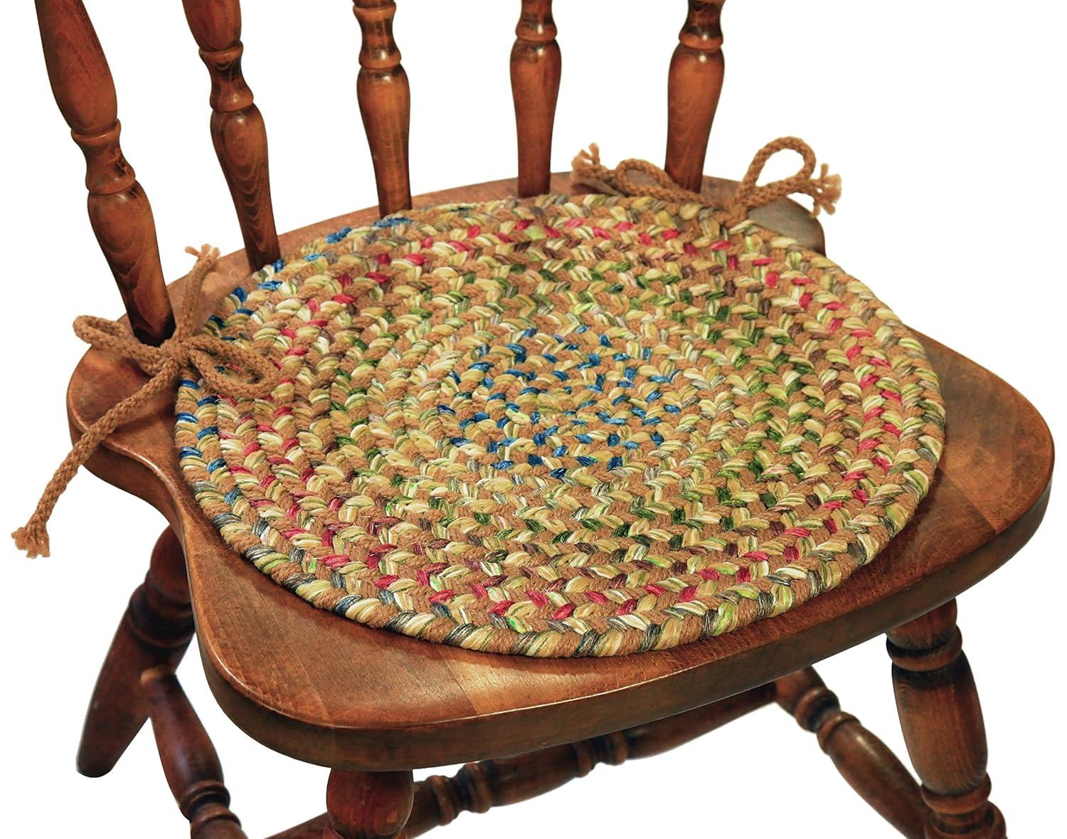 Rhody Rug Katie Braided Chair Pads by  (Set of 4) Camel