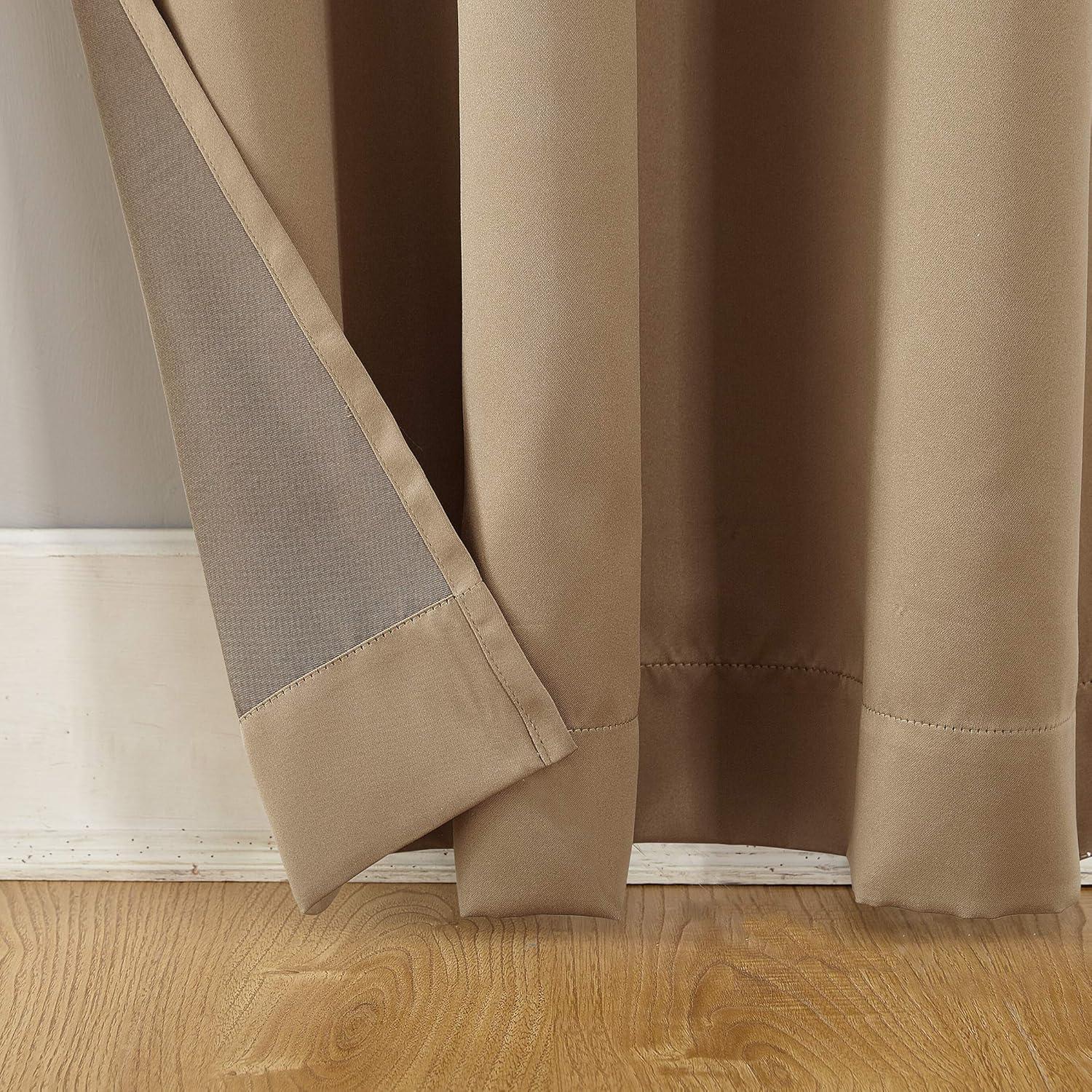 54"x84" Sun Zero Room Darkening Seymour Grommet Curtain Panel Taupe: Modern Faux Silk, Energy Efficient, Living Room