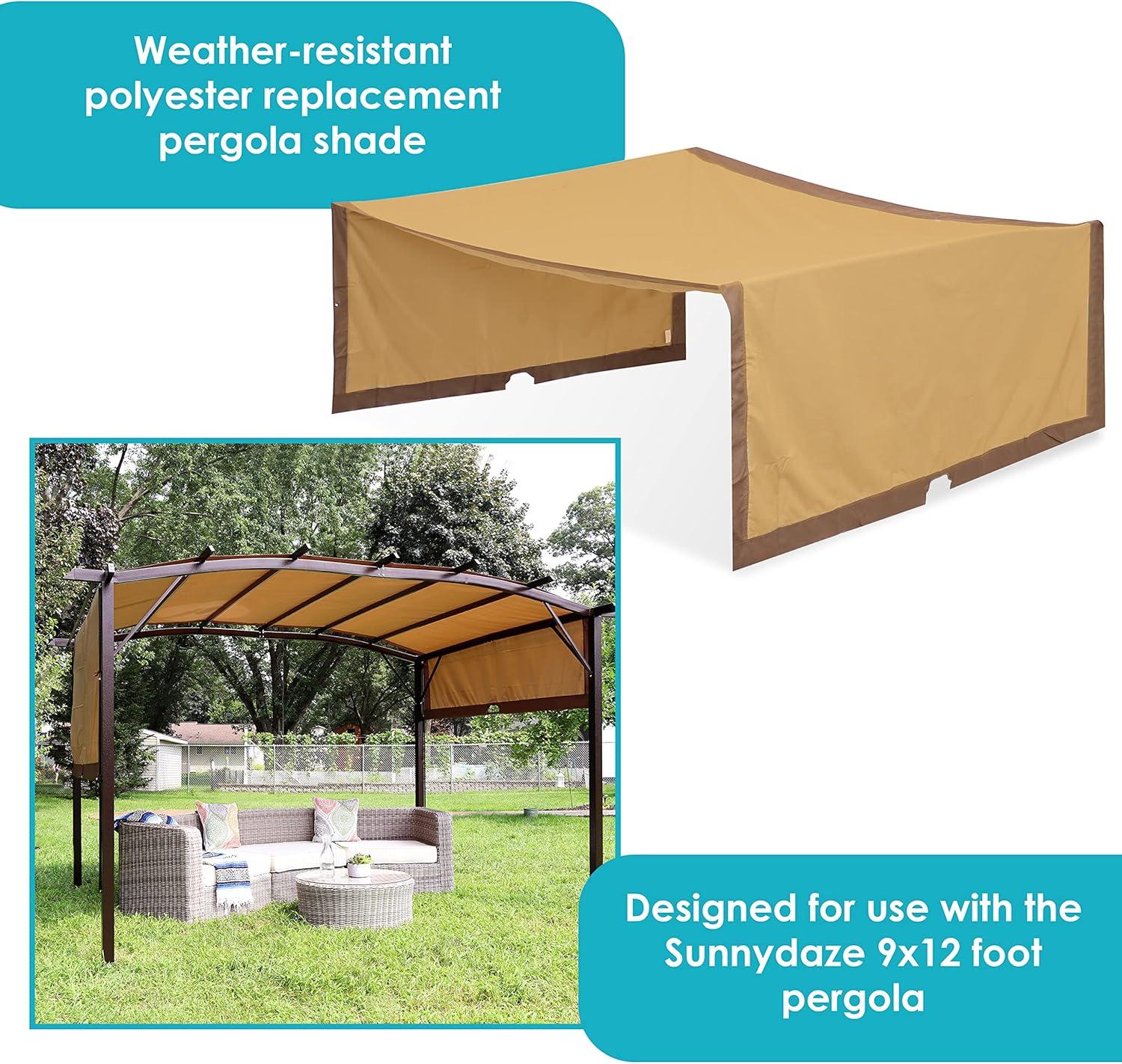 Sunnydaze 9 x 12 Polyester Retractable Pergola Canopy Shade