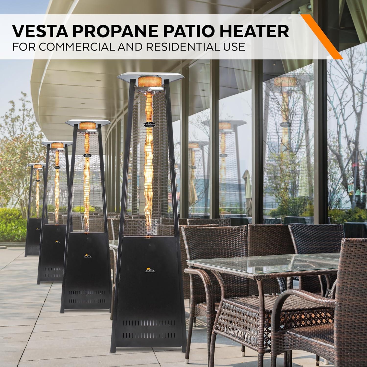 Hammered Black Stainless Steel Pyramid Propane Patio Heater