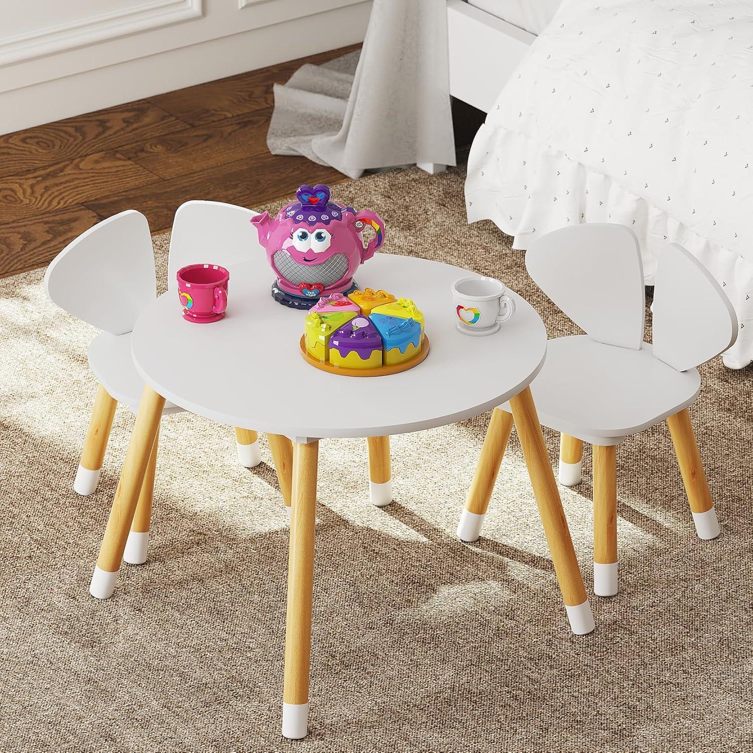 UTEX 3-Piece Multifunction Kids Round Table and Chair Set, White