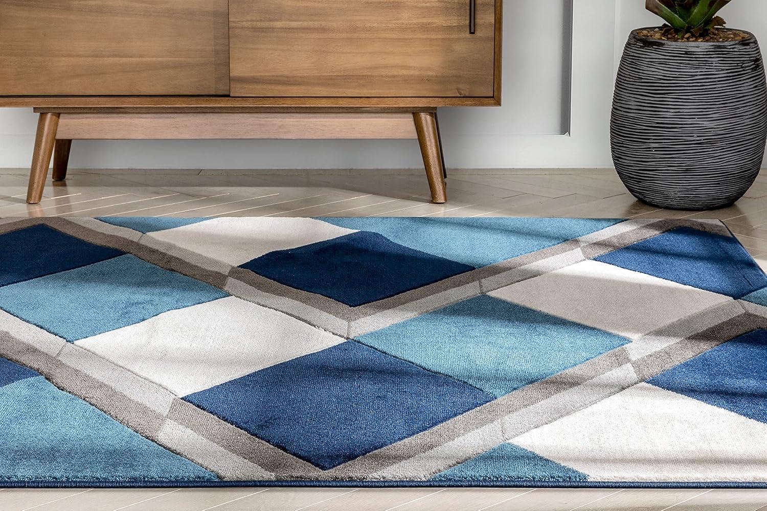 Markovich Gold Modern Geometric Stripes 3D Textured Rug