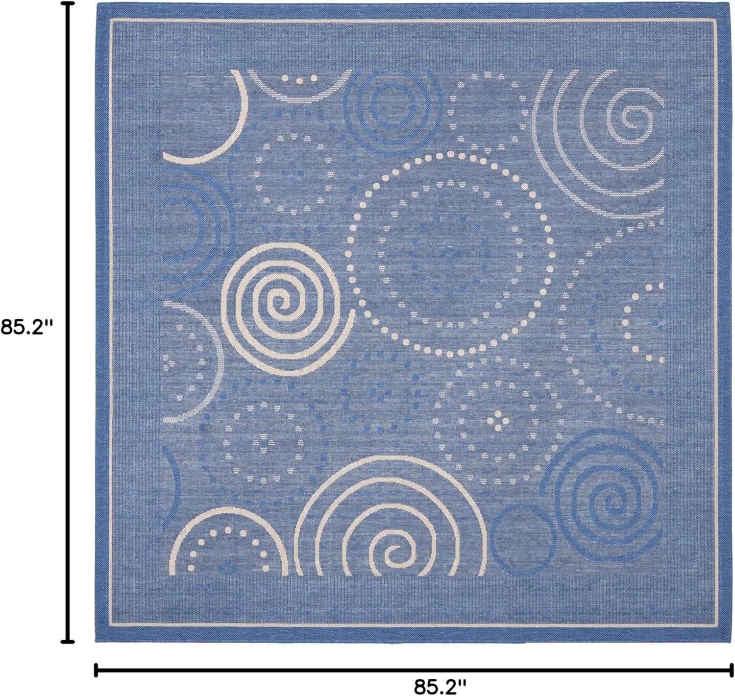 Courtyard CY1906 Power Loomed Indoor and Outdoor Area Rug - Blue/Natural - 7'10"x7'10" - Safavieh