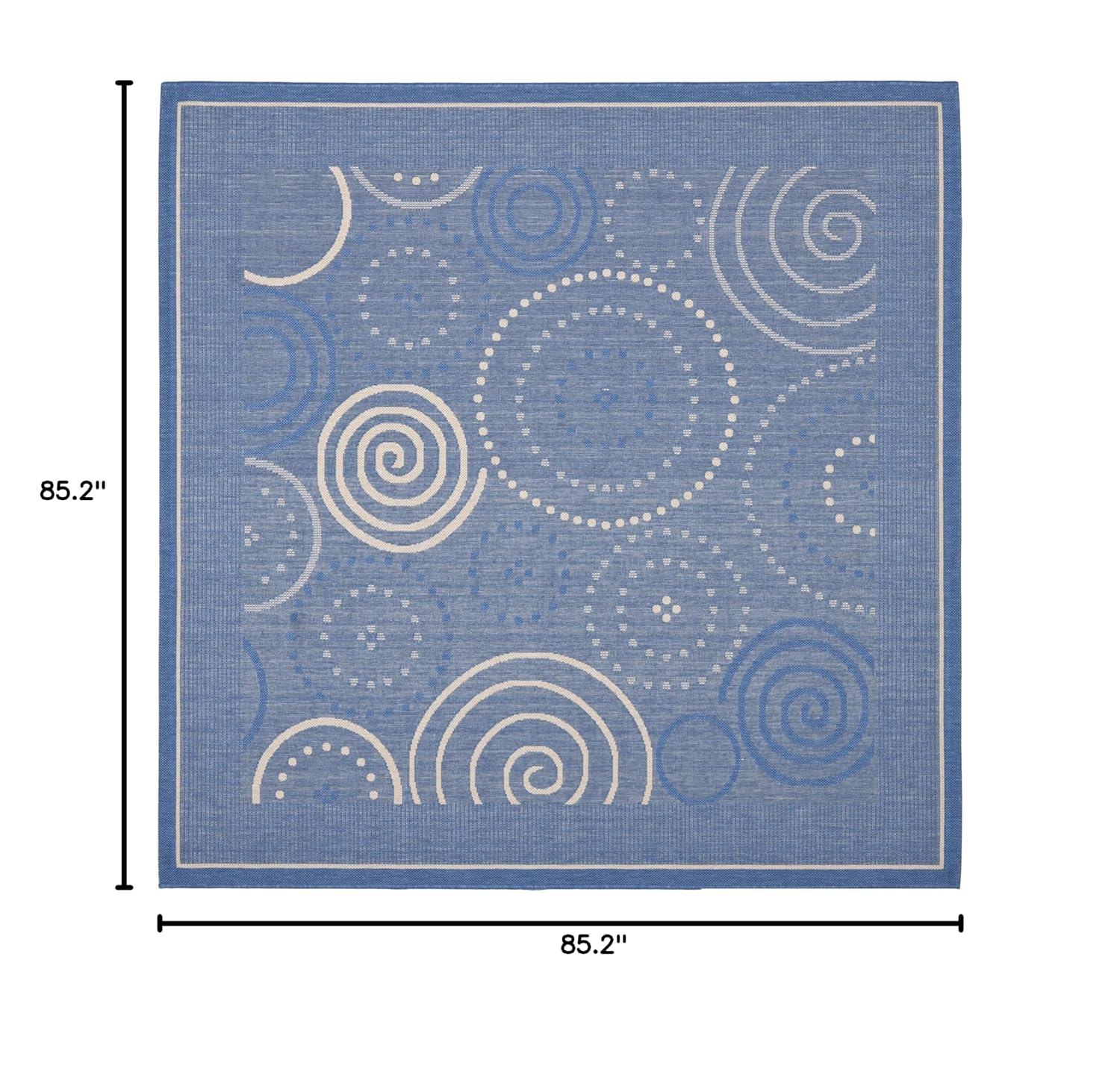 Courtyard CY1906 Power Loomed Indoor and Outdoor Area Rug - Blue/Natural - 7'10"x7'10" - Safavieh