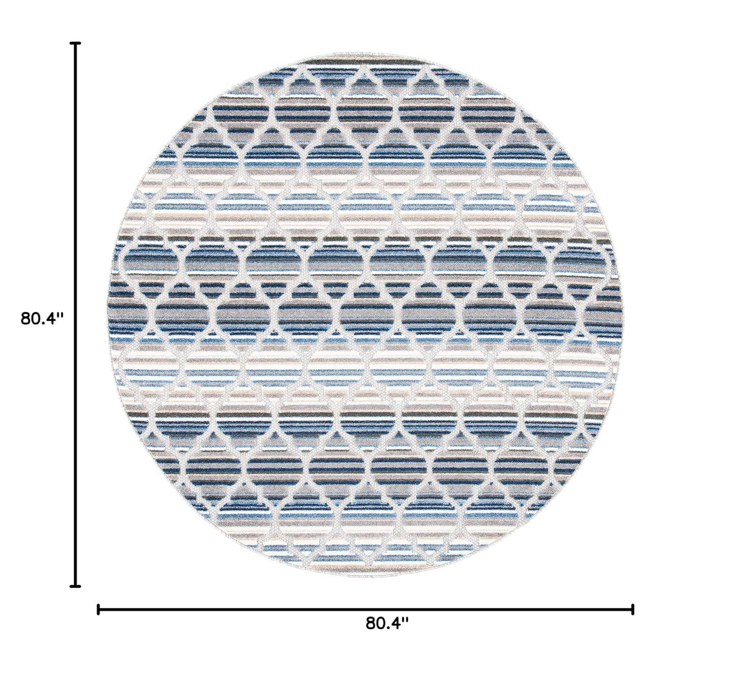 Cabana CBN333 Loomed Indoor Area Rug - Blue/Grey - 6'7"x6'7" Round - Safavieh