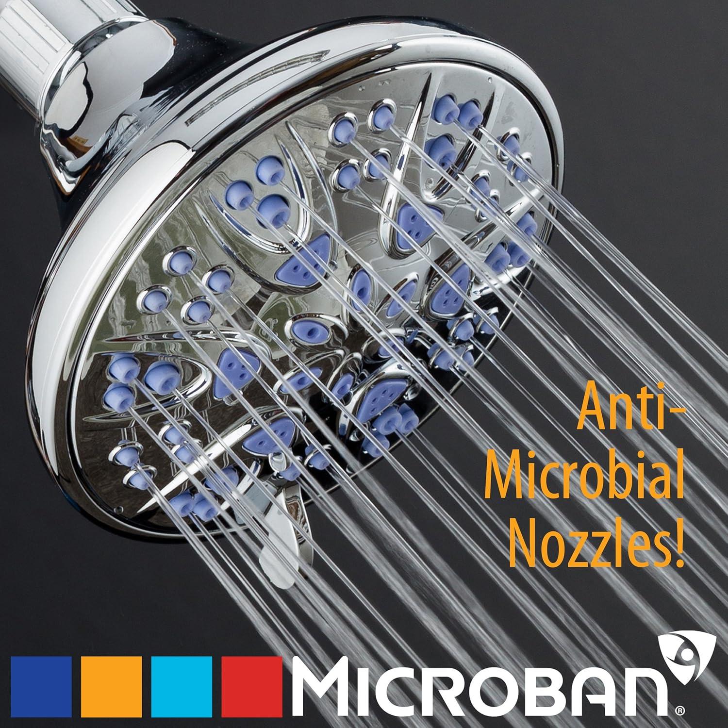 Chrome Antimicrobial 6-Setting High-Pressure Shower Head