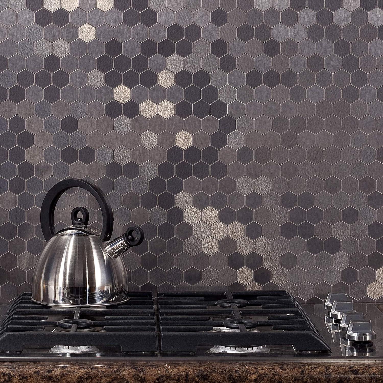 Honeycomb Stainless Steel Peel and Stick Backsplash Tiles