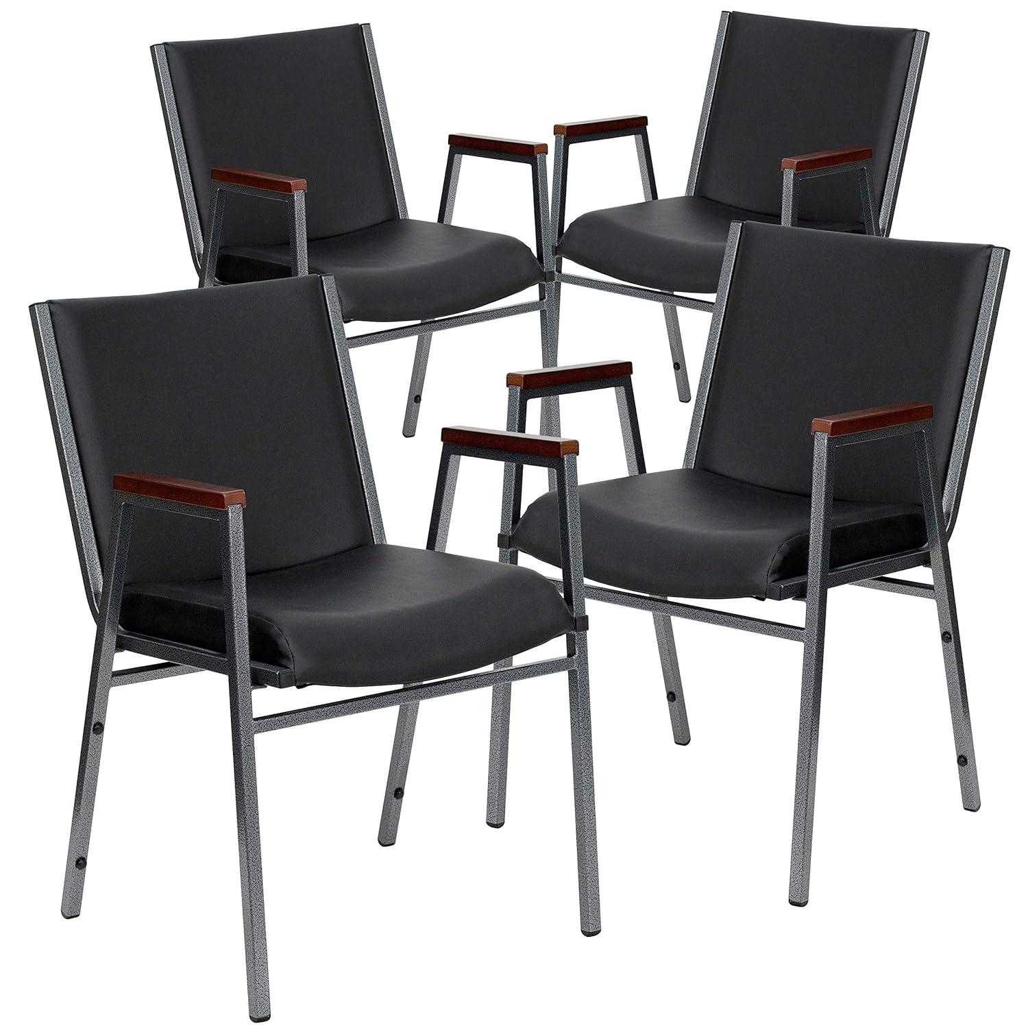 Flash Furniture Aliya Heavy Duty Stack Chair with Arms (Set of 4)