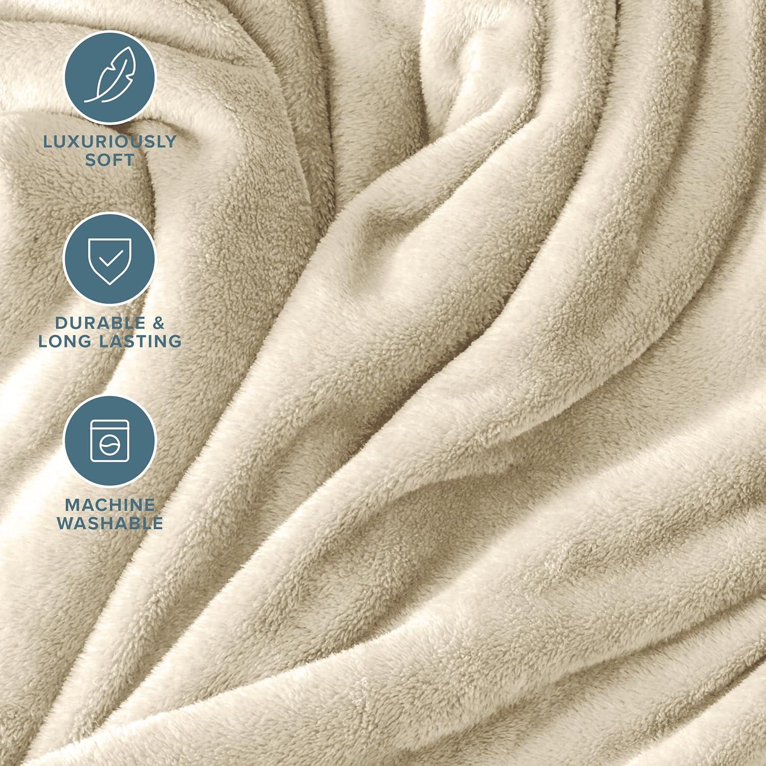 Oyster Microplush Full/Queen Fleece Blanket by Bare Home