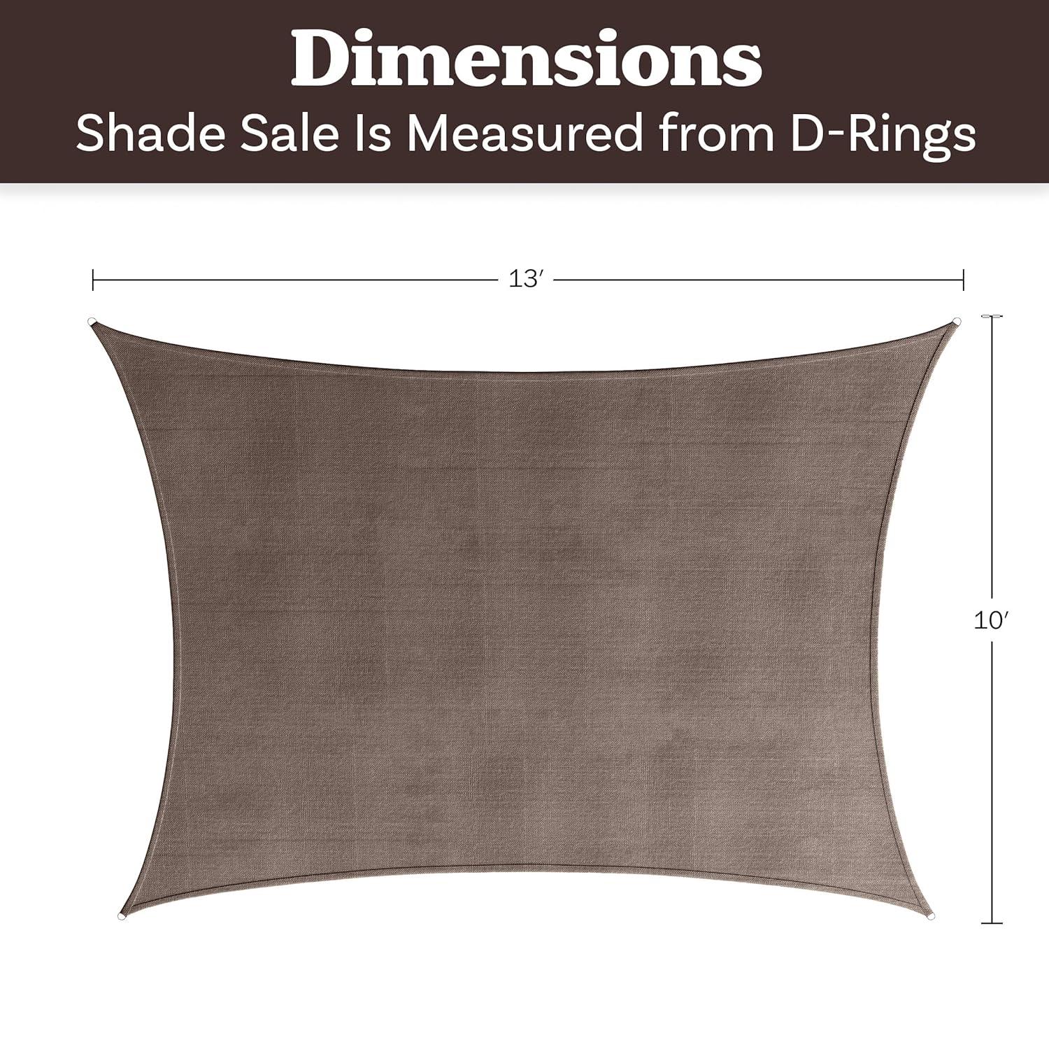 Pure Garden Sun Shade Canopy - 10x13ft Curved Rectangle Sun Shade Sail with UV Protection - Sun Shades Outdoor Patio or Pool Canopy - Sunshades for Patio, Yard, Deck or Outdoor Activities by Pure Garden