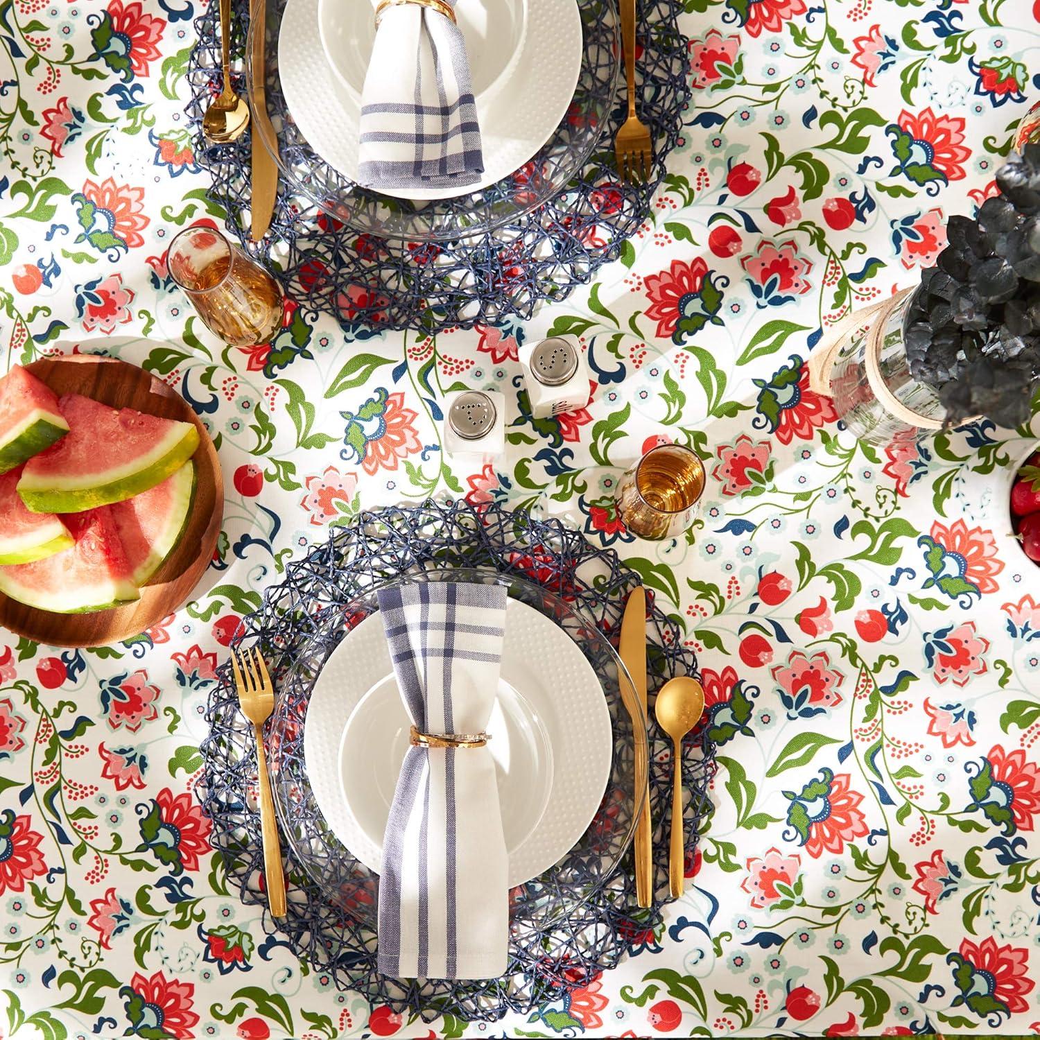 Design Imports  Garden Floral Print Outdoor Tablecloth With Zipper 60X84
