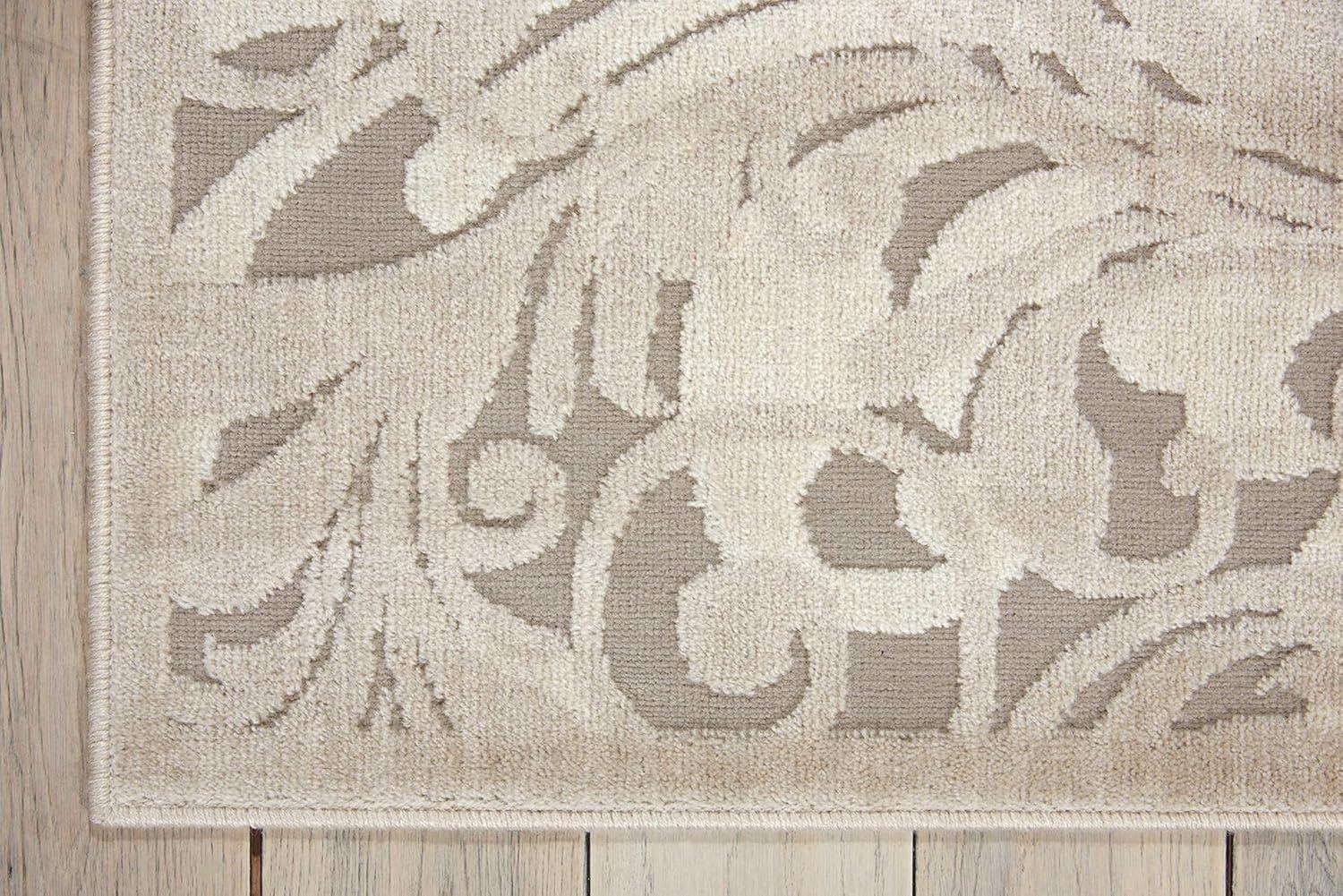 Ivory Floral Wool-Synthetic Blend 4' x 6' Area Rug