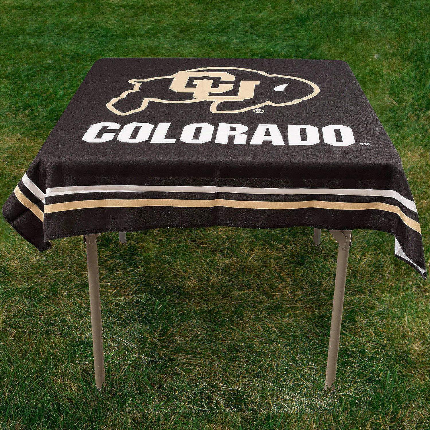 Black and Gold Polyester Square Tablecloth with Logo