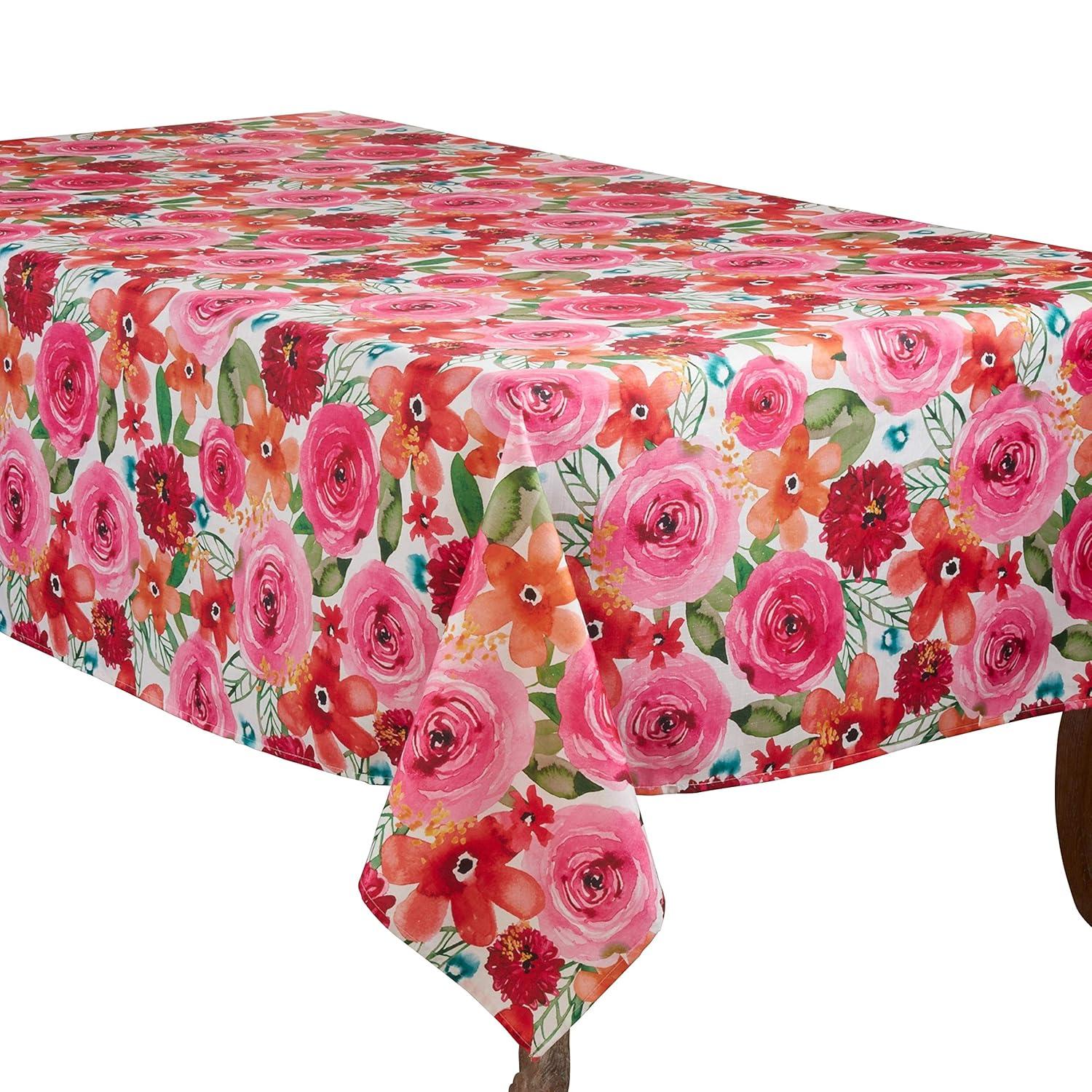 Saro Lifestyle Large Floral Print Tablecloth, Multi, 65" x 90"