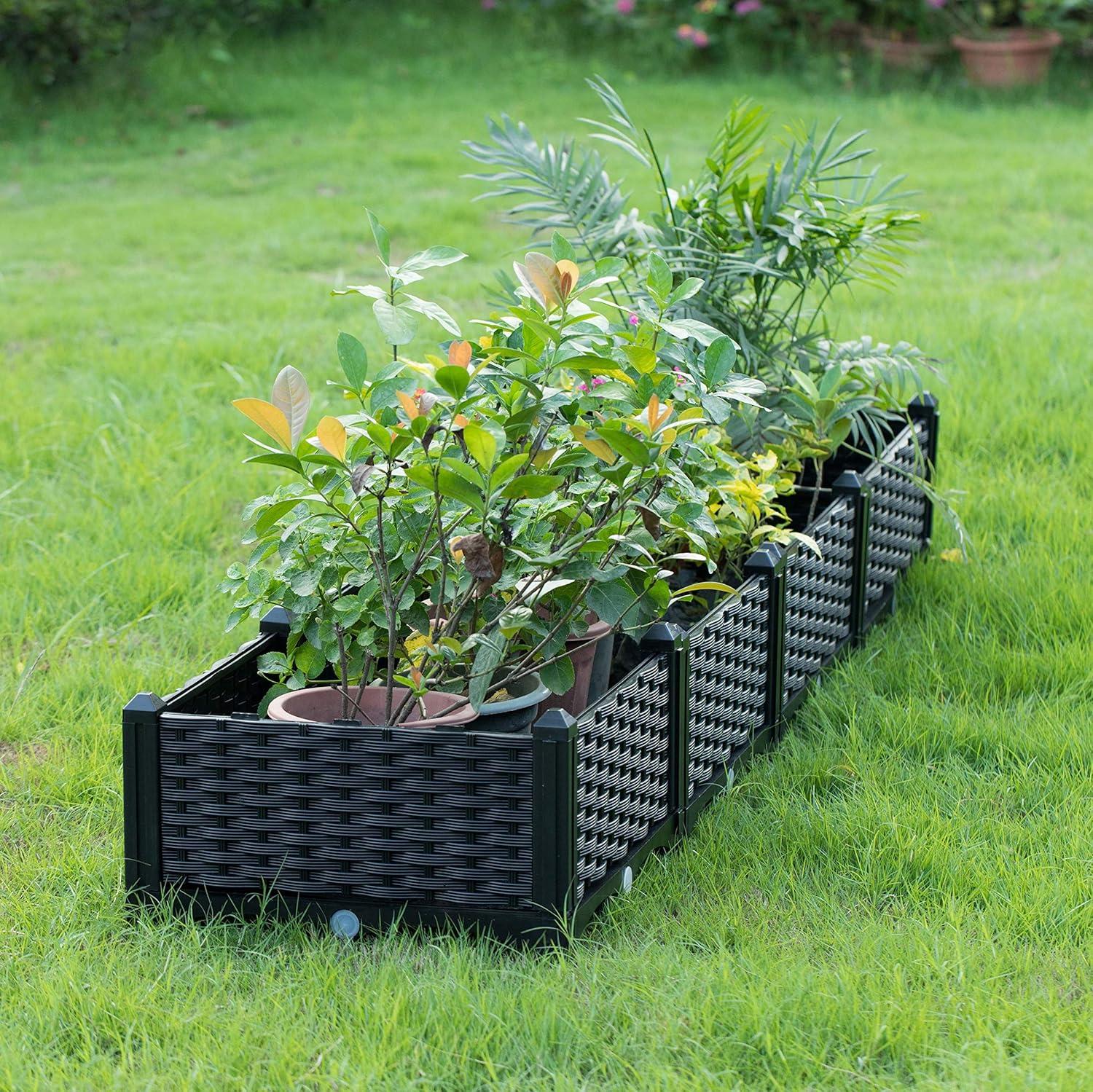 Rattan Raised Garden Bed Flower Planter