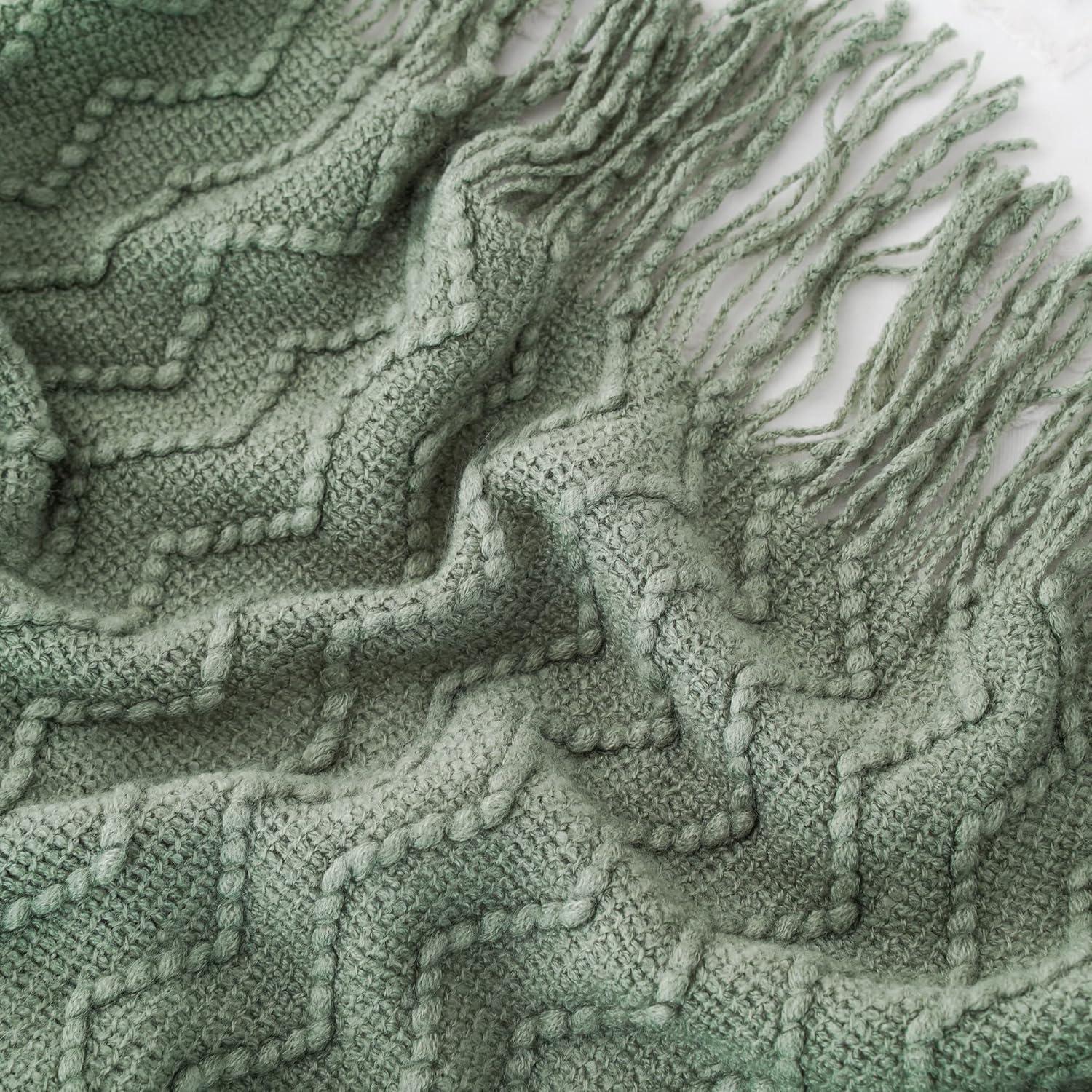 Battilo Sage Green Throw Blanket for Sofa, Knitted Soft Sage Throw, Spring Green Blanket for Bedroom Decor,50"x60"