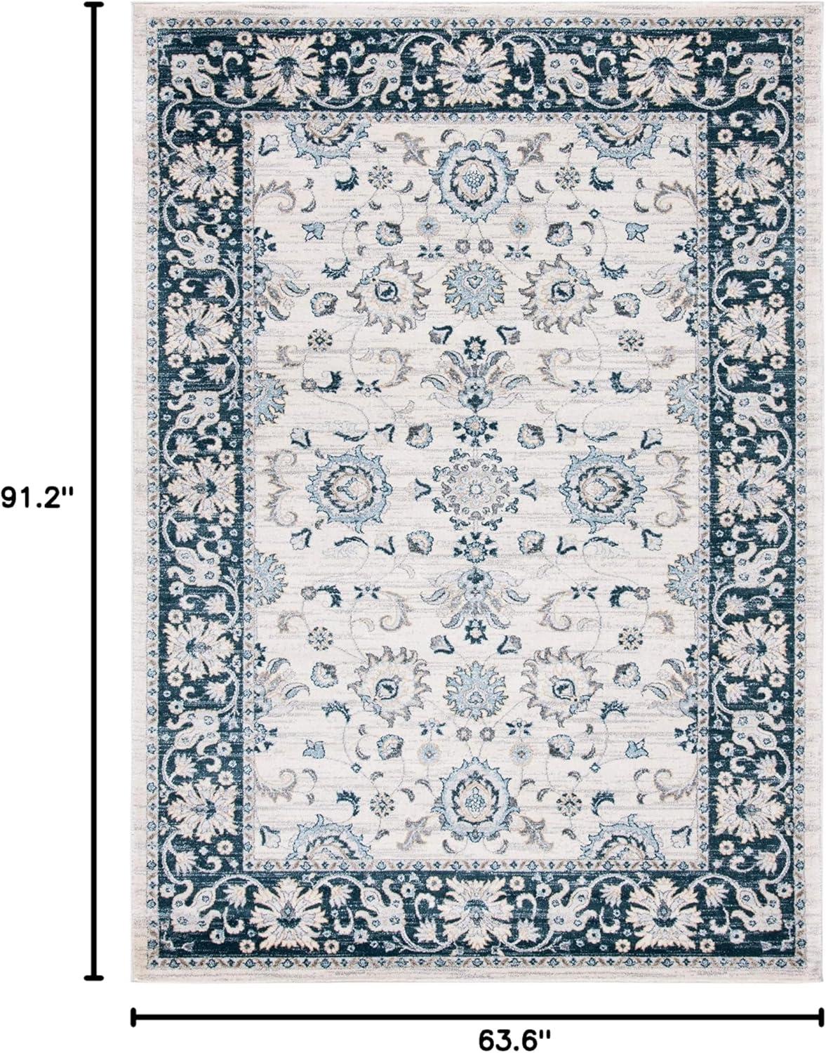 Isabella ISA940 Power Loomed Area Rug - Cream/Navy - 5'3"x7'6" - Safavieh