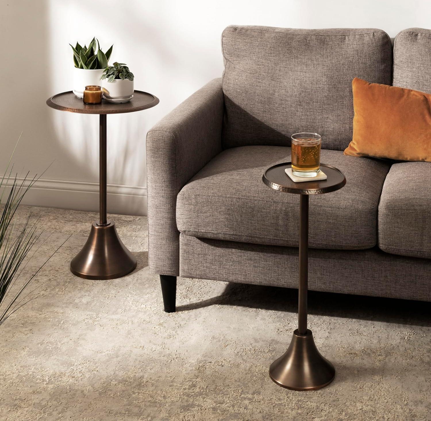 Kate and Laurel Sanzo Round Metal Drink Table, 9x9x23, Bronze