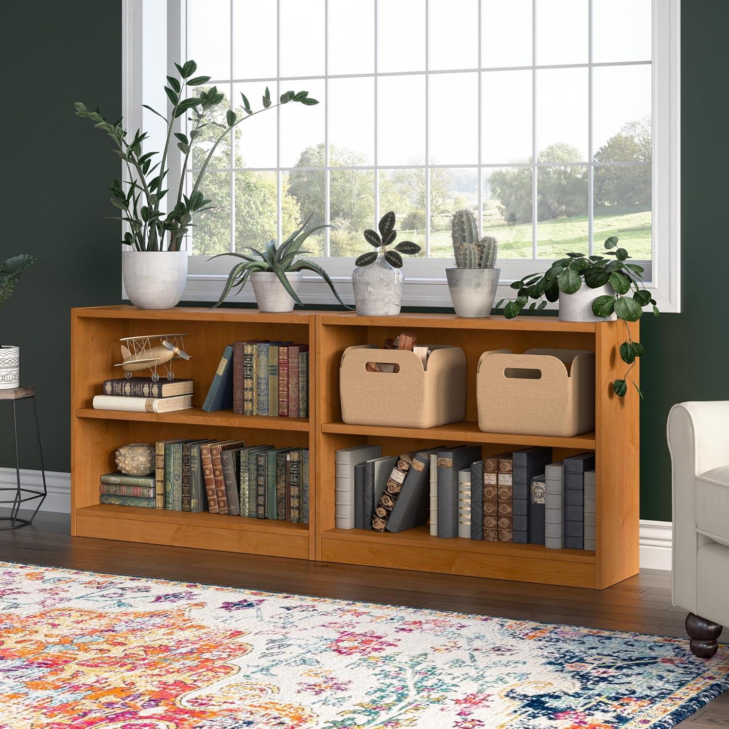 Universal Small 2 Shelf Bookcase in Natural Cherry - Engineered Wood