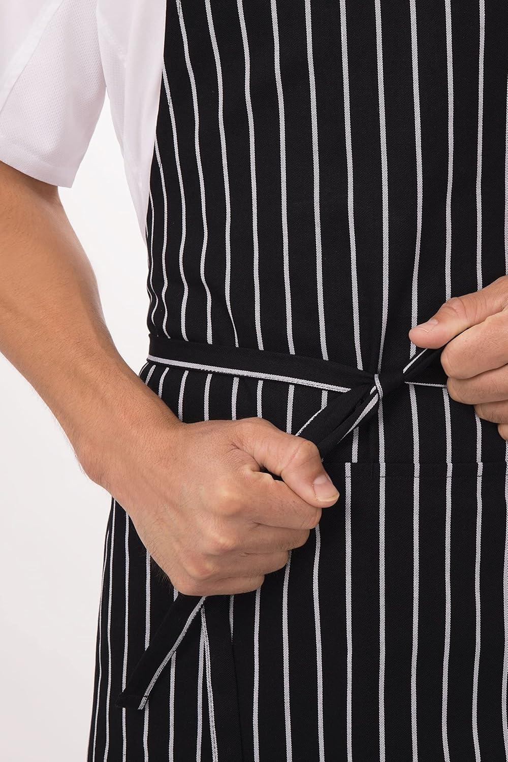 Black and White Striped Unisex Cooking Bib Apron