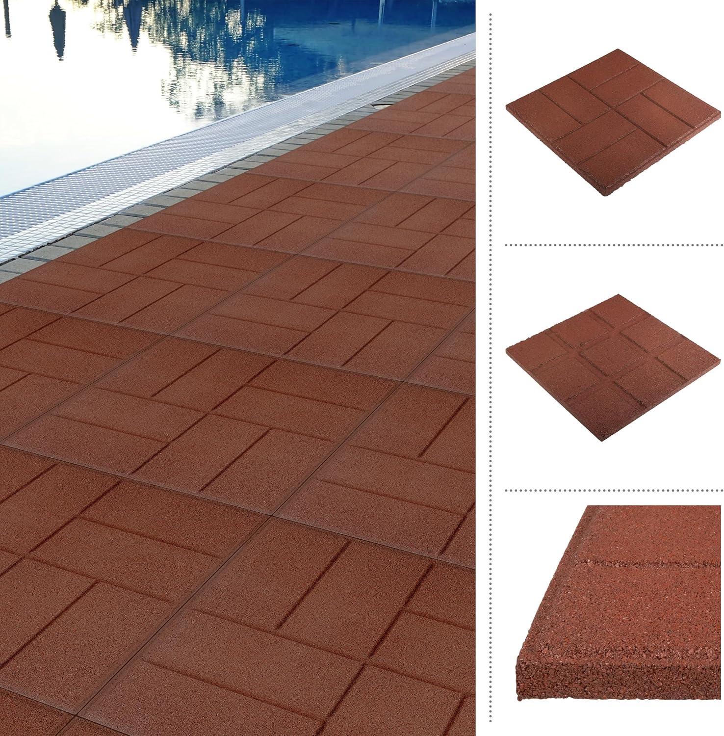Pure Garden Deck Tiles 8-Pack - Dual-Sided Outdoor Flooring Tile - 28SQFT Rubber Pavers for Outside Patio, Garden Walkway, Balcony, or Shed