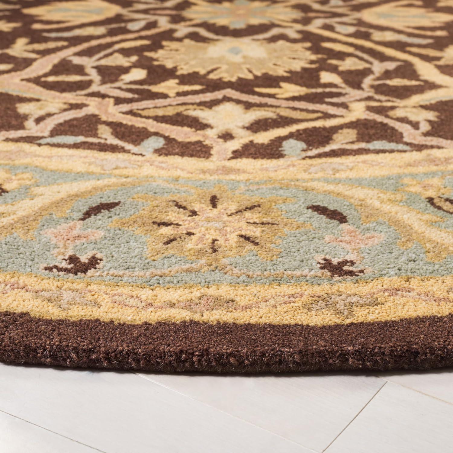 Antiquity AT14 Hand Tufted Indoor Area Rug - Brown/Green - 3'6" Round - Safavieh