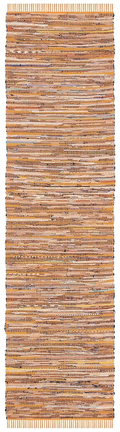 Rag Rug RAR127 Hand Woven Indoor Runner Rug - 2'3"x10' - Gold/Multi - Safavieh