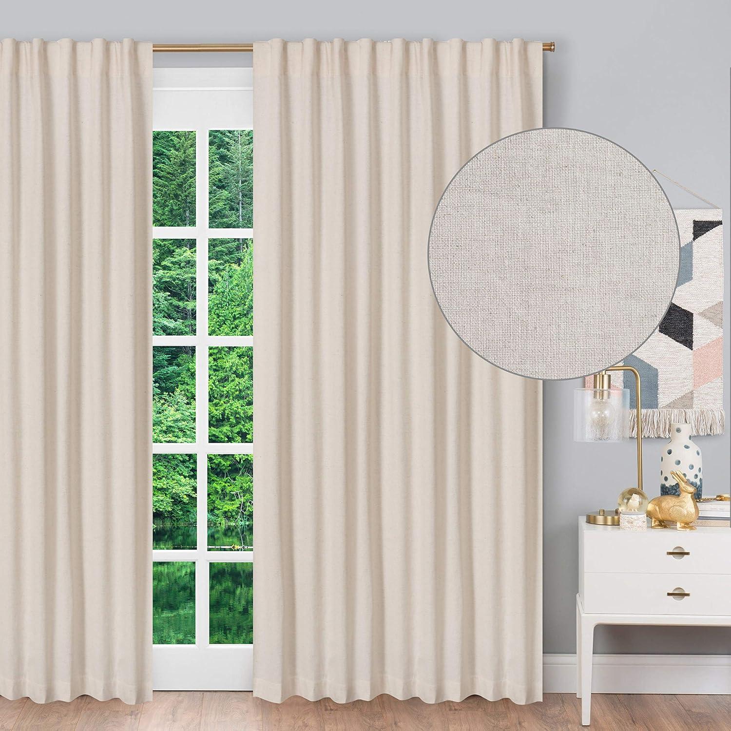 Bedding Craft NATURAL Cotton/Linen Window Panels Tab Top, Room Darkening Drapes, Set of 2, 50 x 63 inch, NATURAL