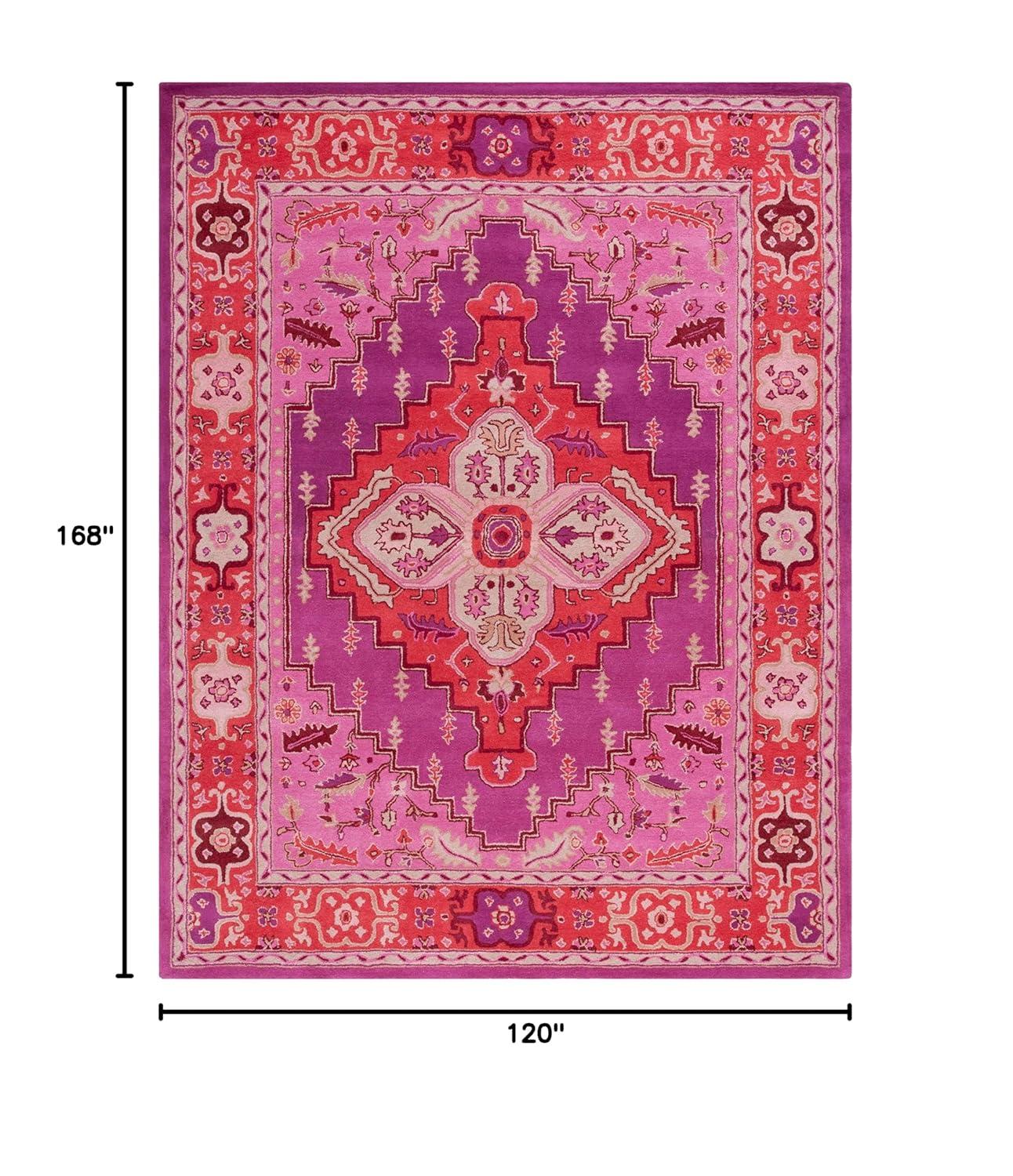 SAFAVIEH Bellagio Major Bordered Wool Area Rug, Red/Pink, 10' x 14'