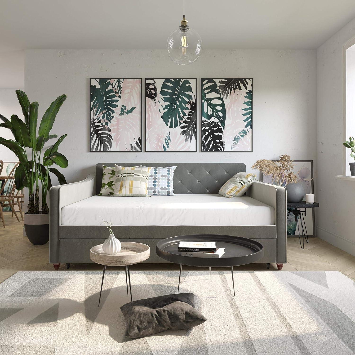 Vintage Upholstered Daybed with Trundle