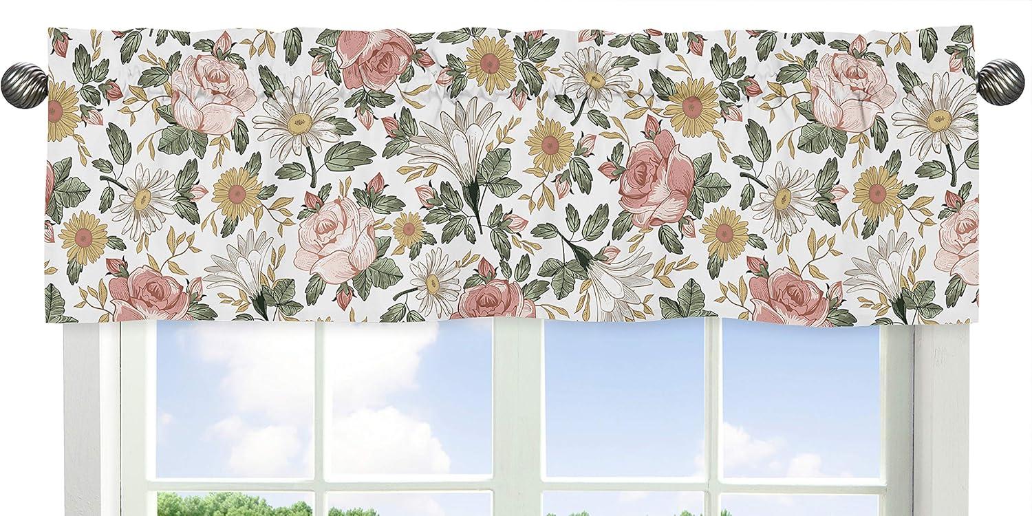 Sweet Jojo Designs Window Valance Treatment 54in. Vintage Floral Pink Yellow and Green