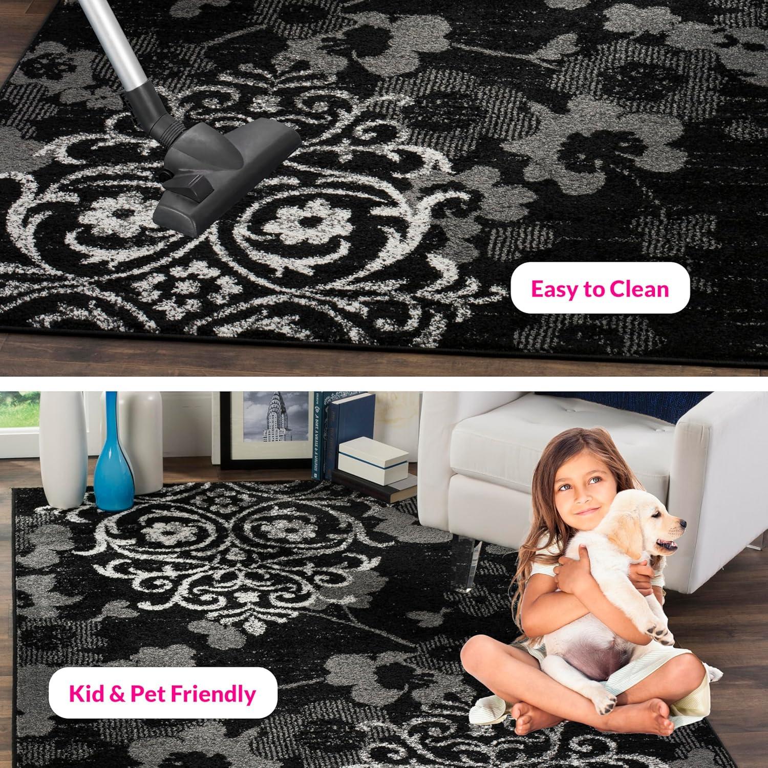 Adirondack ADR114 Machine Made Indoor Area Rug - Black/Silver - 9'x12' - Safavieh