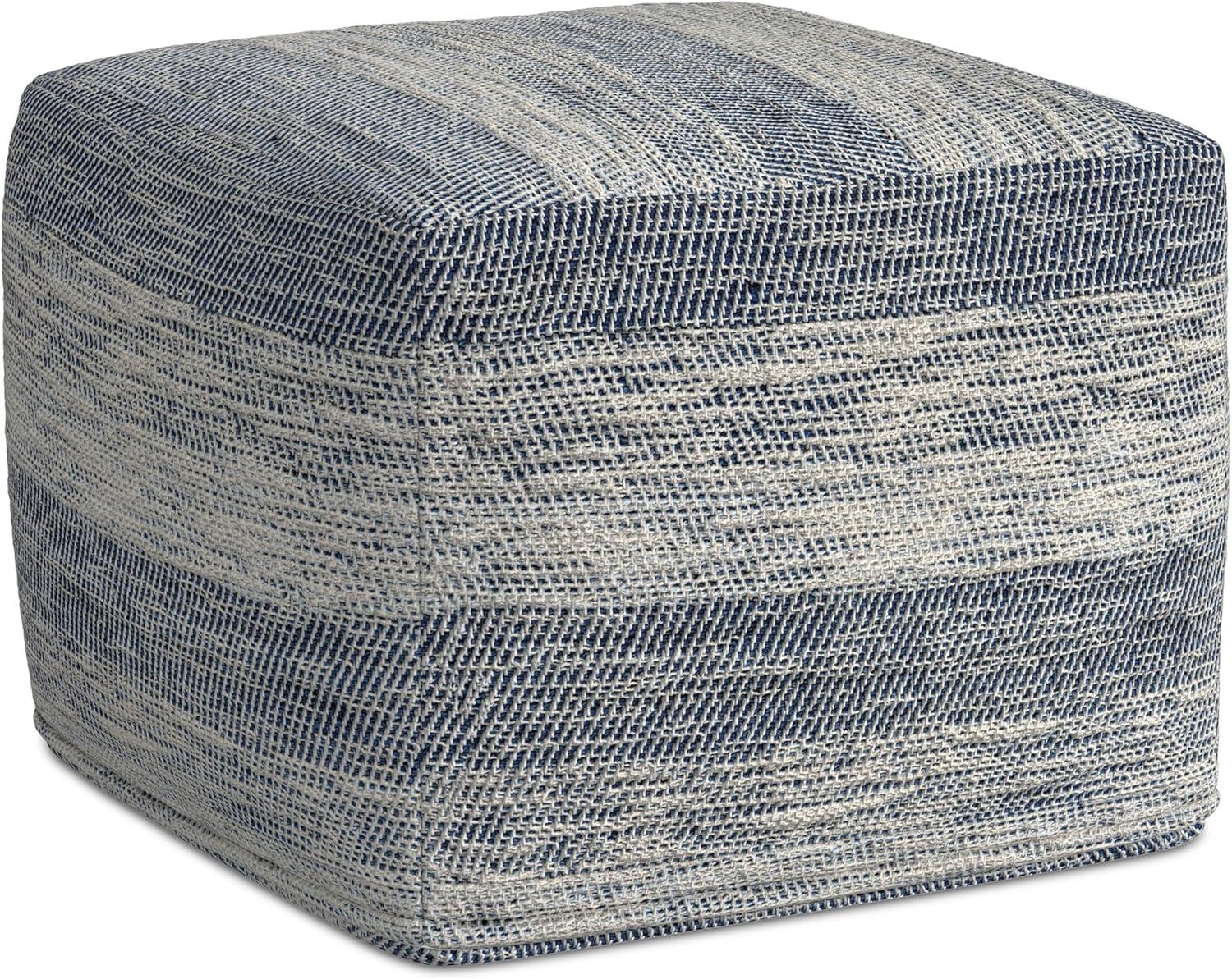 Simpli Home Clay 18"W Upholstered Cotton Square Pouf