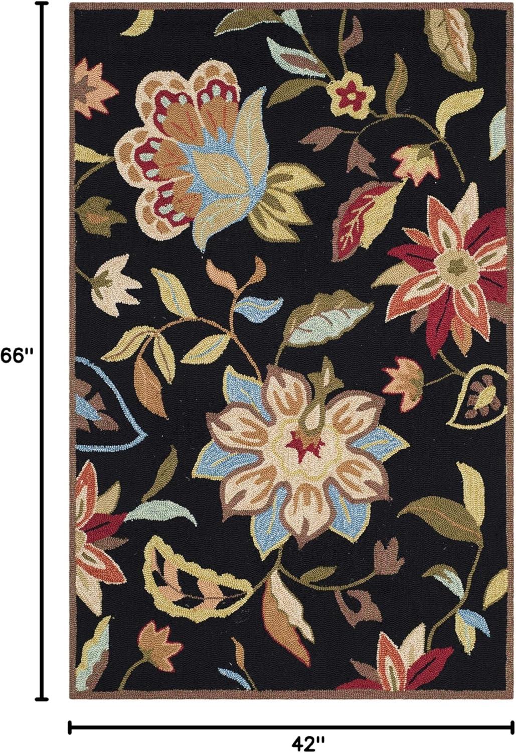 Four Seasons FRS435 Hand Hooked Accent Rug - Black/Purple - 3'6"x5'6" - Safavieh.