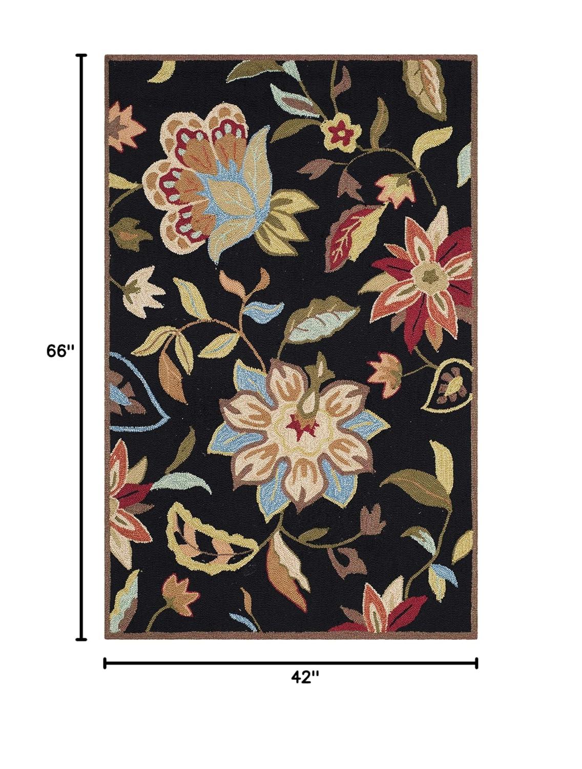Four Seasons FRS435 Hand Hooked Accent Rug - Black/Purple - 3'6"x5'6" - Safavieh.