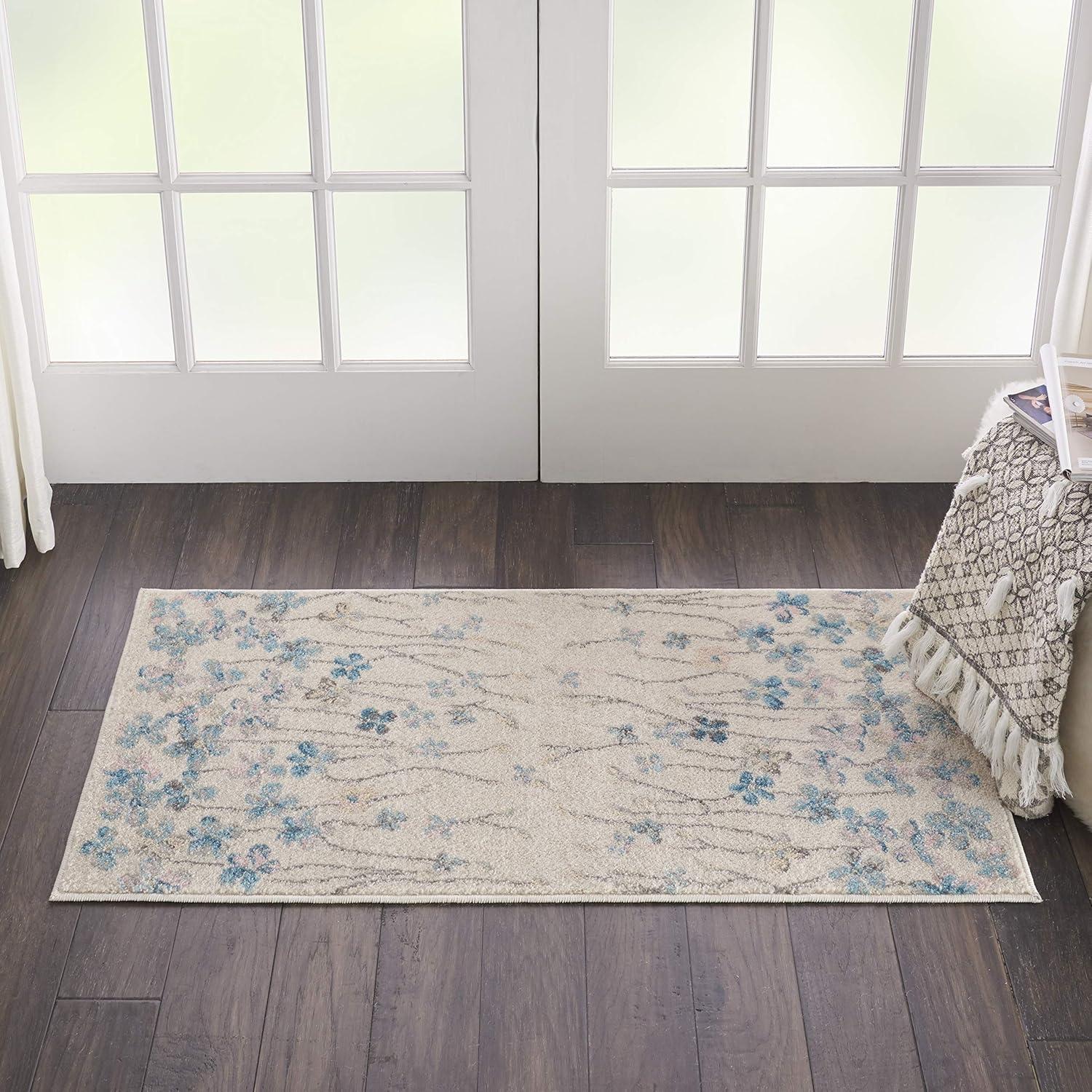 Nourison Tranquil Contemporary Floral Ivory 2' X 4' Area Rug, (2' x 4')