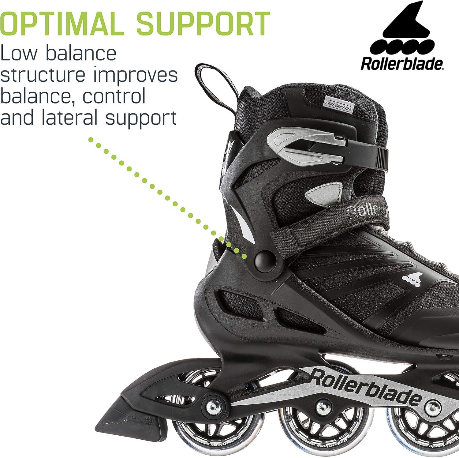 Rollerblade USA Zetrablade Mens Adult Size 12 Fitness Inline Skate, Black/Silver