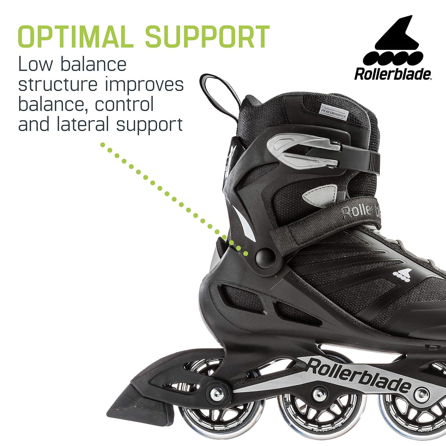 Rollerblade USA Zetrablade Mens Adult Size 12 Fitness Inline Skate, Black/Silver