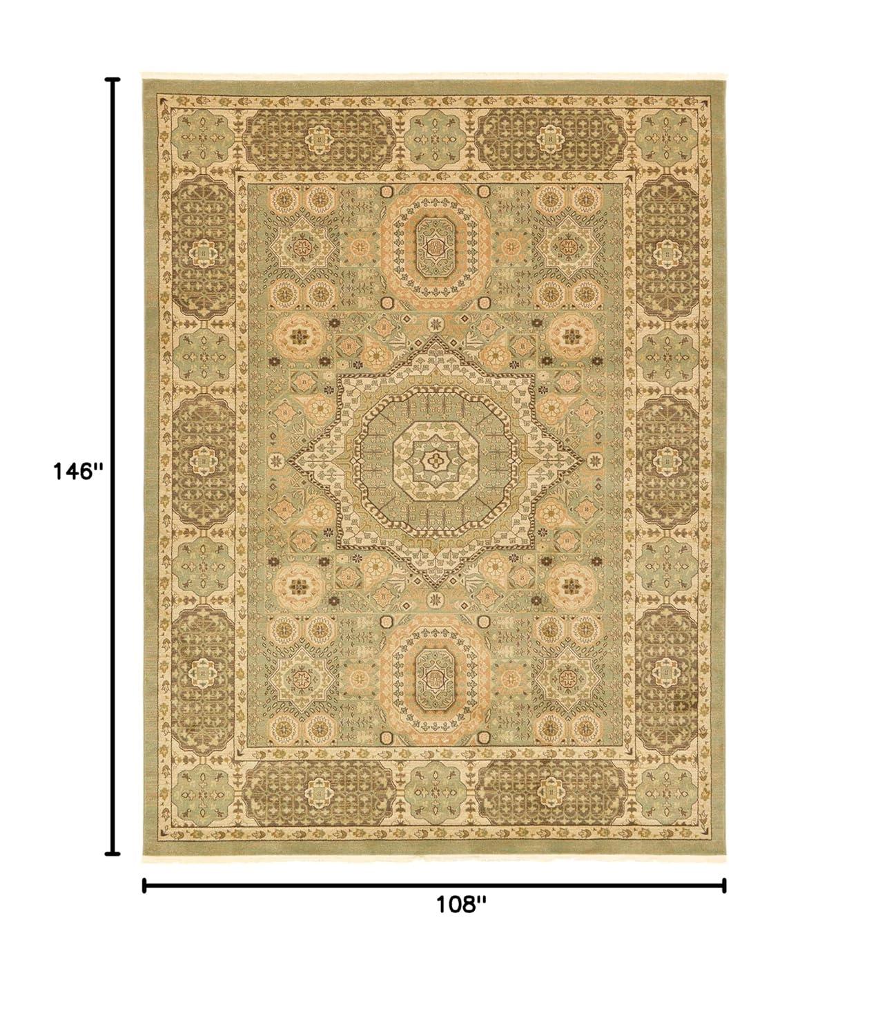 Unique Loom Palace Collection Area Rug - Amber (9'  x 12' Rectangle Light Green/Cream)