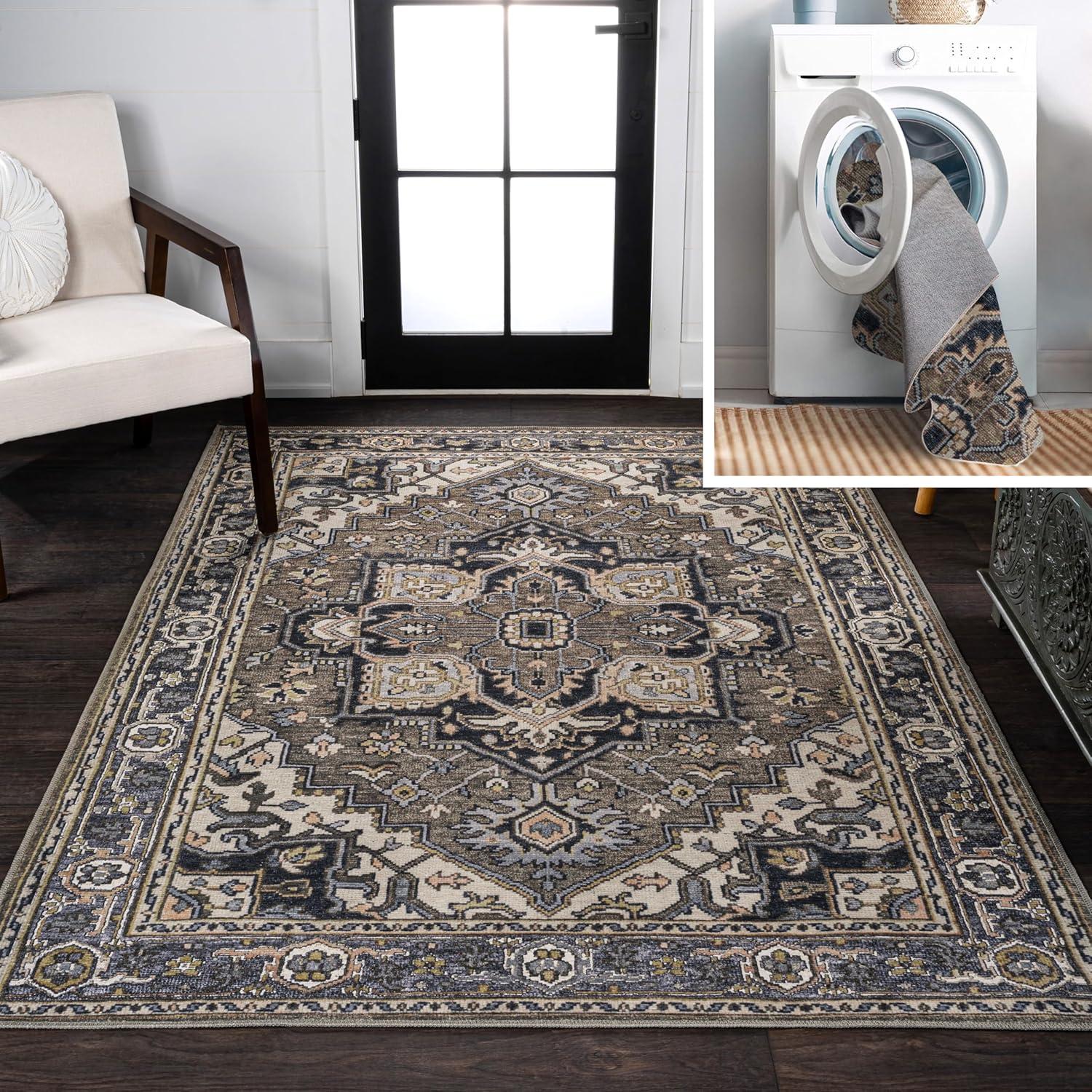 Cirali Ornate Large Medallion Washable Area Rug - JONATHAN Y