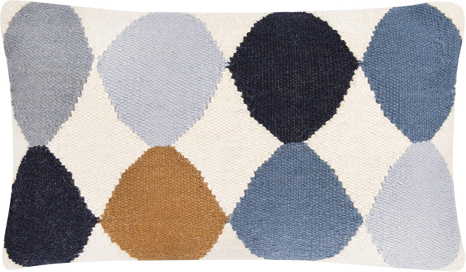 Storied Home Woven Wool Blend Pattern Lumbar Pillow, Multicolor