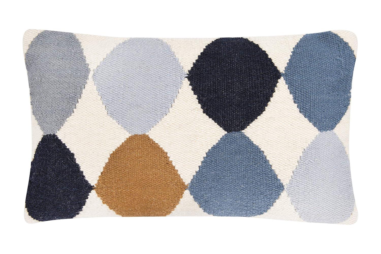 Storied Home Woven Wool Blend Pattern Lumbar Pillow, Multicolor